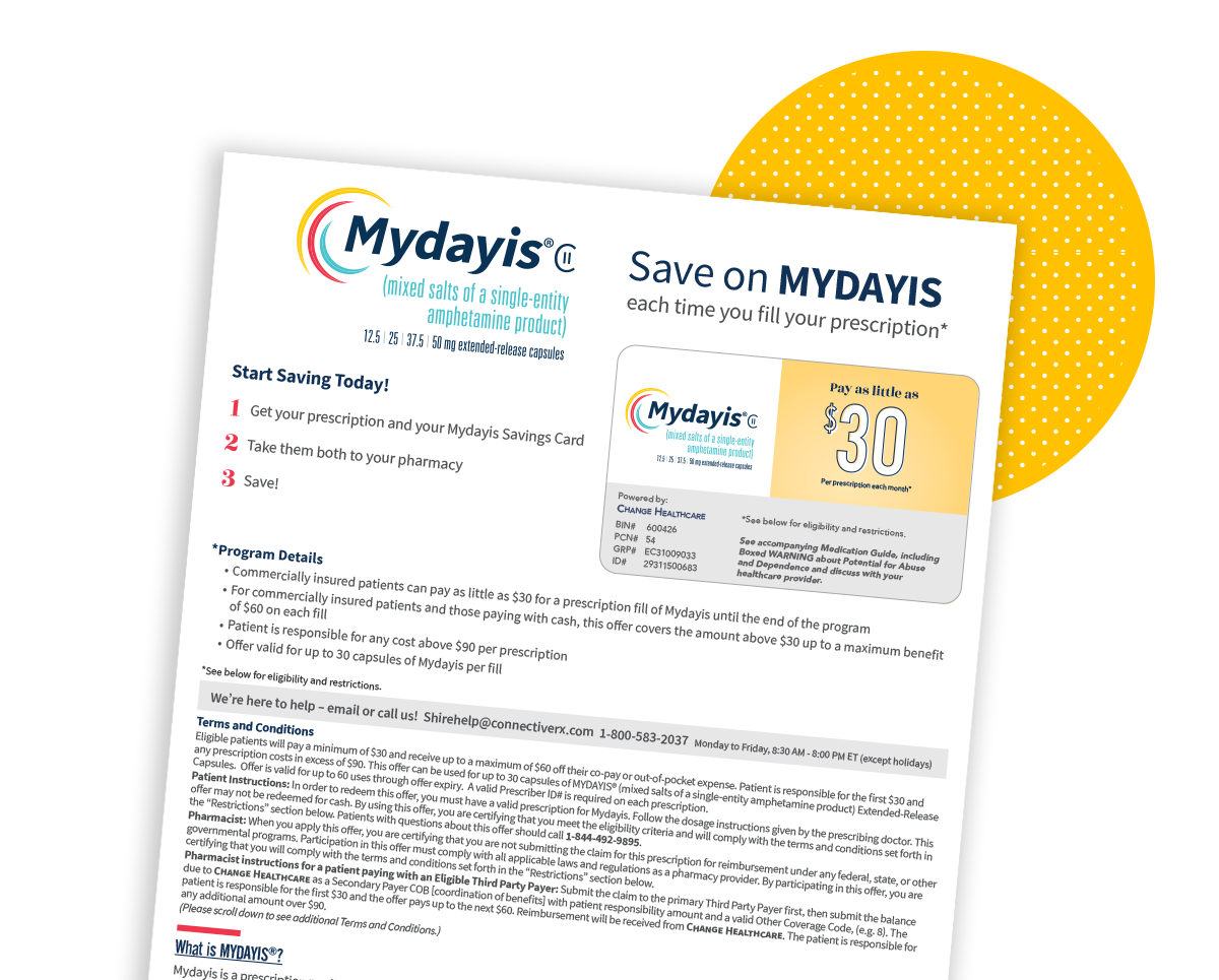 Download a PDF of your Mydayis savings card